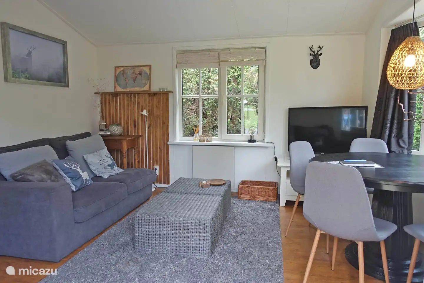 4 persoons Chalet de Berk, Rheezerveen. Leefgedeelte (op de foto mist de airco deze is net november 2024 geplaatst) 