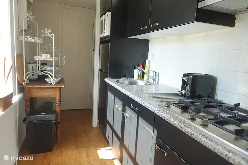 4 persoons Chalet de Berk, Rheezerveen. Keuken met gasfornuis en combimagnetron, vriezer en koelkast 