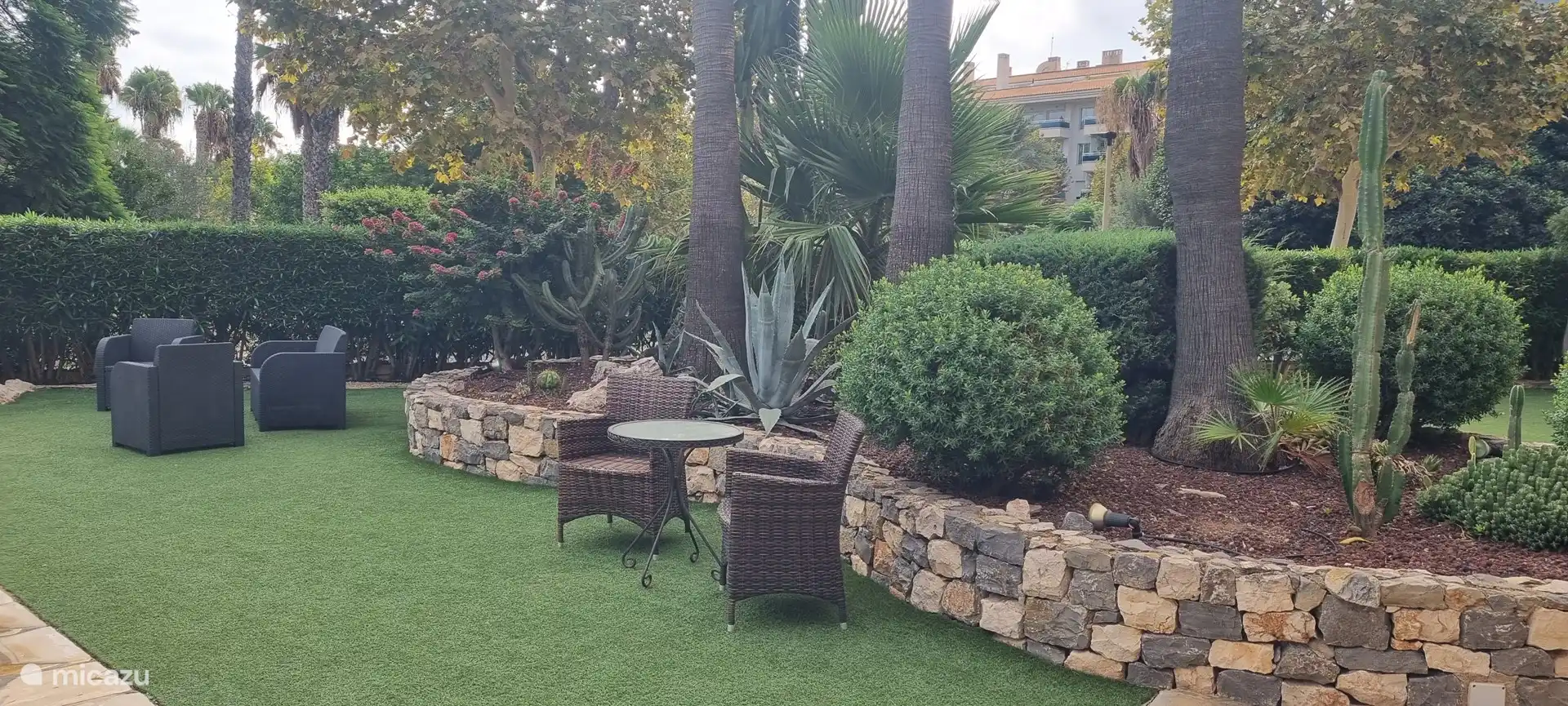 The seating areas in the garden