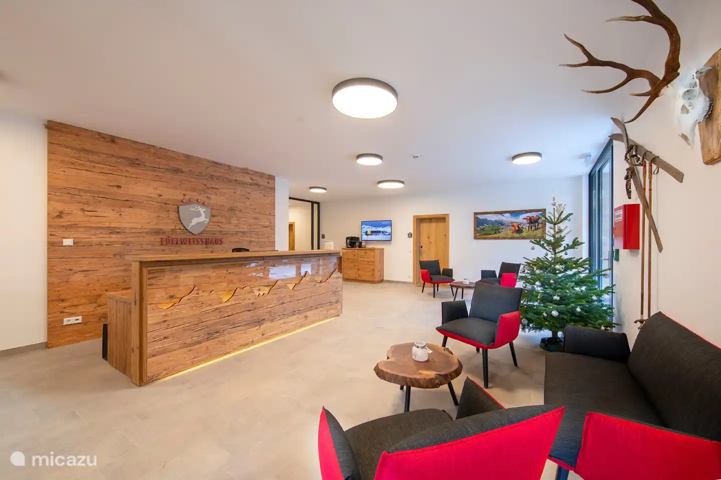 De receptie in het gebouw