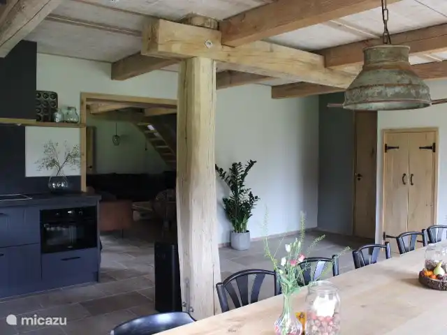 Hegeindse Hoeve | Pays-Bas, Brabant-Septentrional, Reusel-De Mierden - maison de vacances Cuisine avec vue sur le salon.