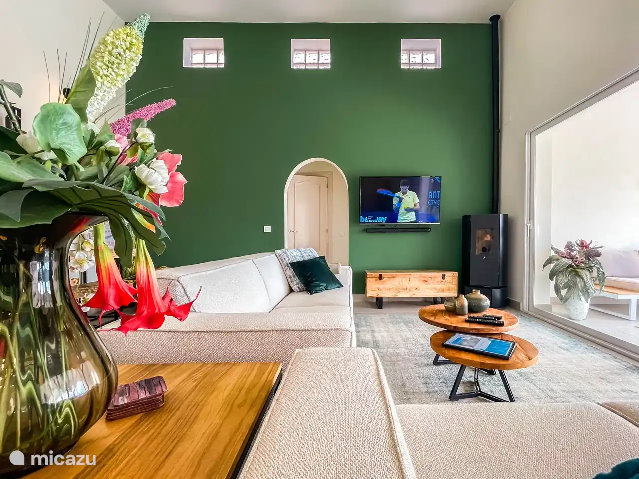 Séjour + poêle à palette (à côté du chauffage au sol)