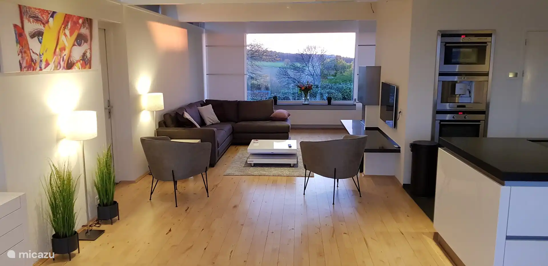 Geräumiges Wohnzimmer mit Blick auf die wunderschöne Landschaft Süd-Limburgs