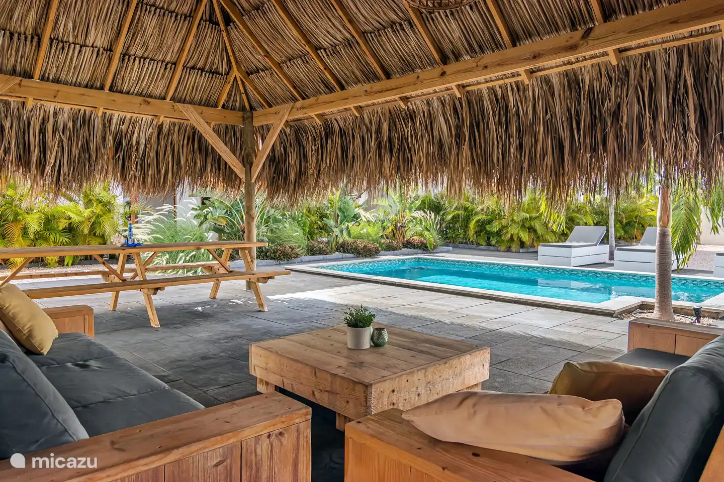 Vous pourrez profiter de l'ombre sous la palapa