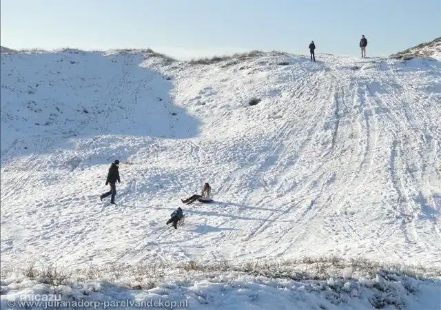 In the winter, enjoy sledding from the dunes of Julianadorp.