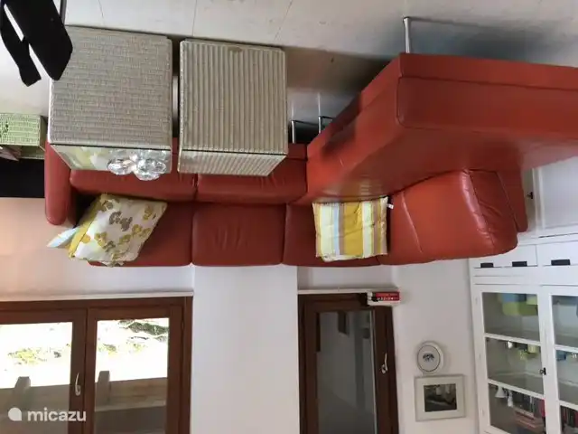 Our fine leather sofa, on which you can lazily read a book.