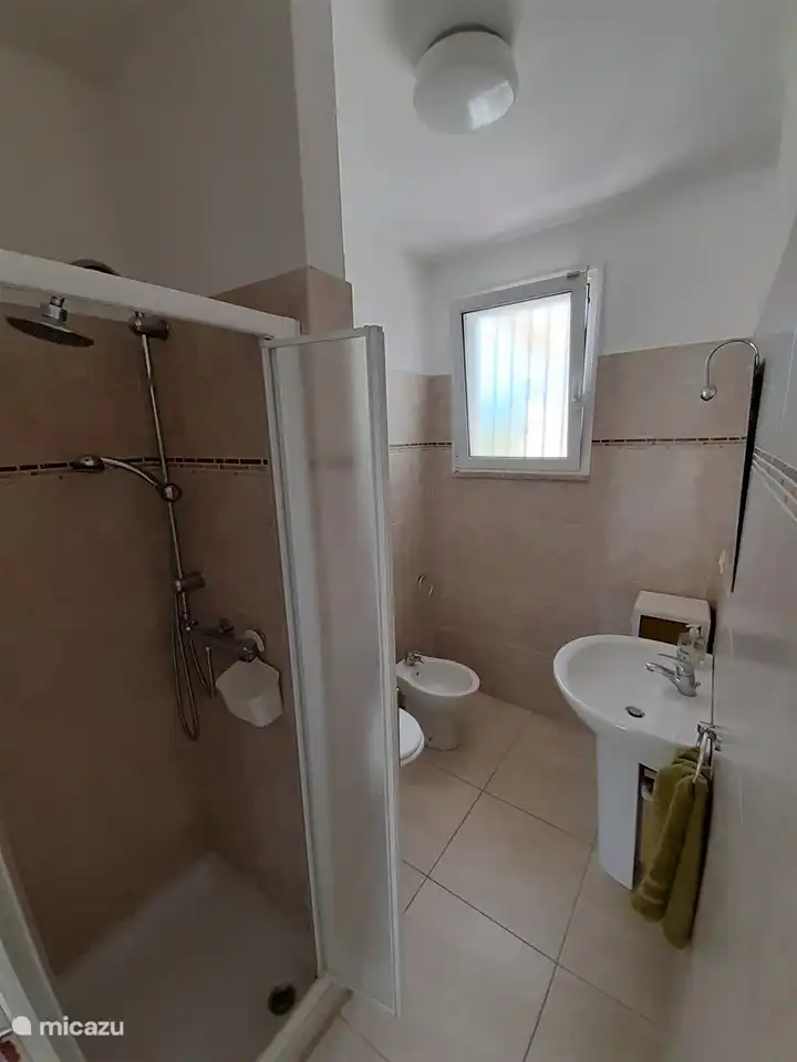 Bathroom with shower, toilet and bidet