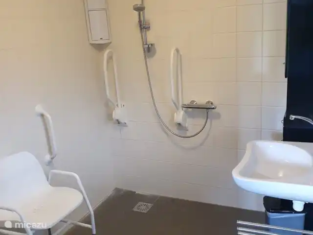 Vakantievilla De Holterenk huren in Nederland, Overijssel, Holten - vakantiehuis Zeer ruime douche was mogelijkheden antislip vloer en beweegbare spiegel