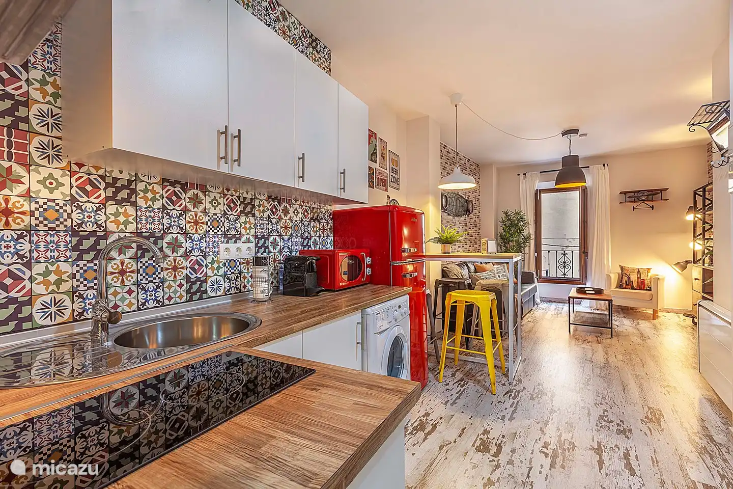 kitchen and living room