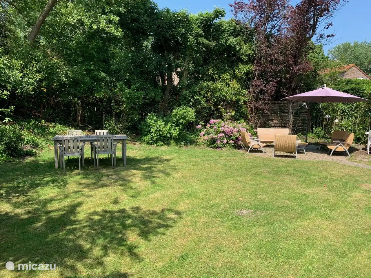 The garden is wonderfully sheltered and there are several terraces to relax or enjoy a meal together.