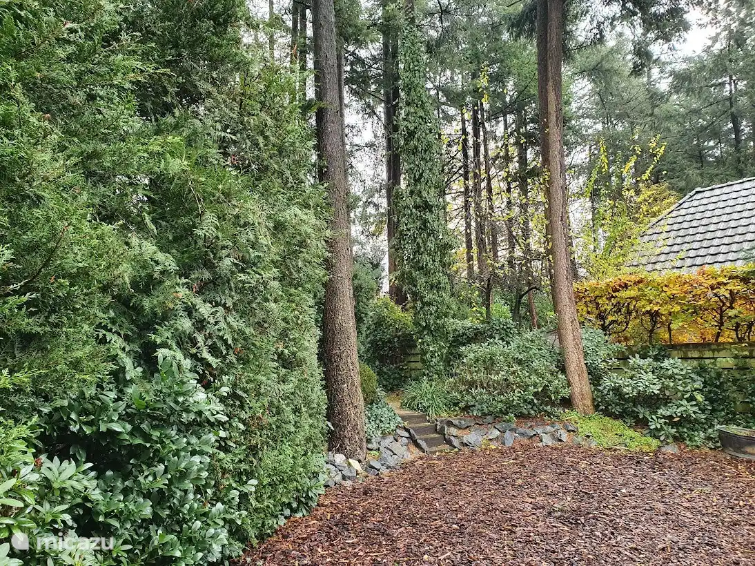 El jardín, que está protegido con vegetación, ofrece mucha privacidad al bungalow independiente.