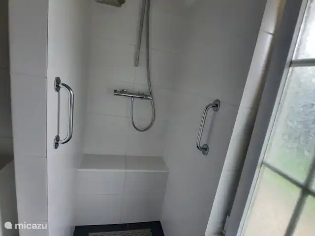 Aaltjes Hoeve | Pays-Bas, Gueldre, Ermelo - maison de vacances La douche est équipée d'une barre d'appui et d'un siège