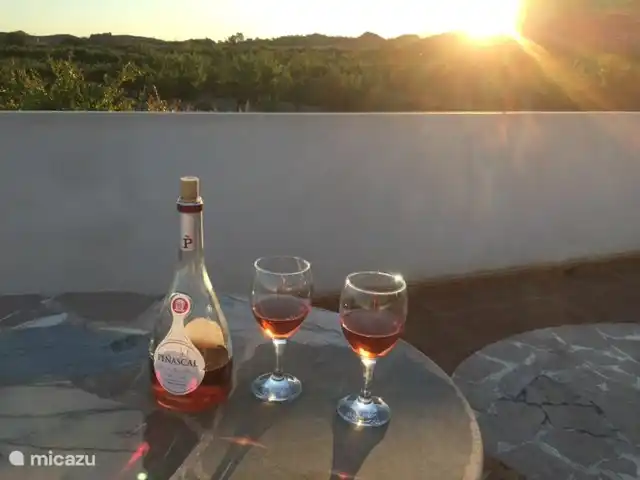 zonsondergang op het dakterras
