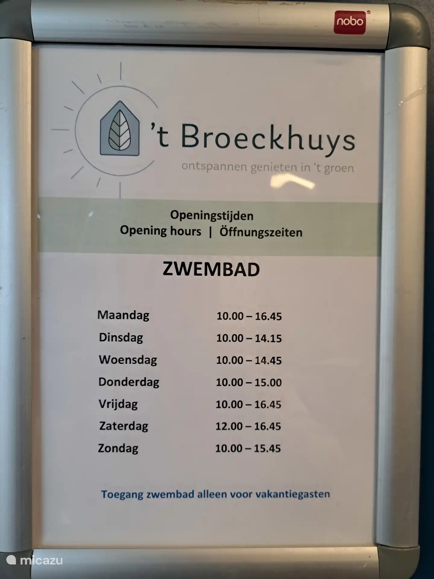 Openingstijden zwembad