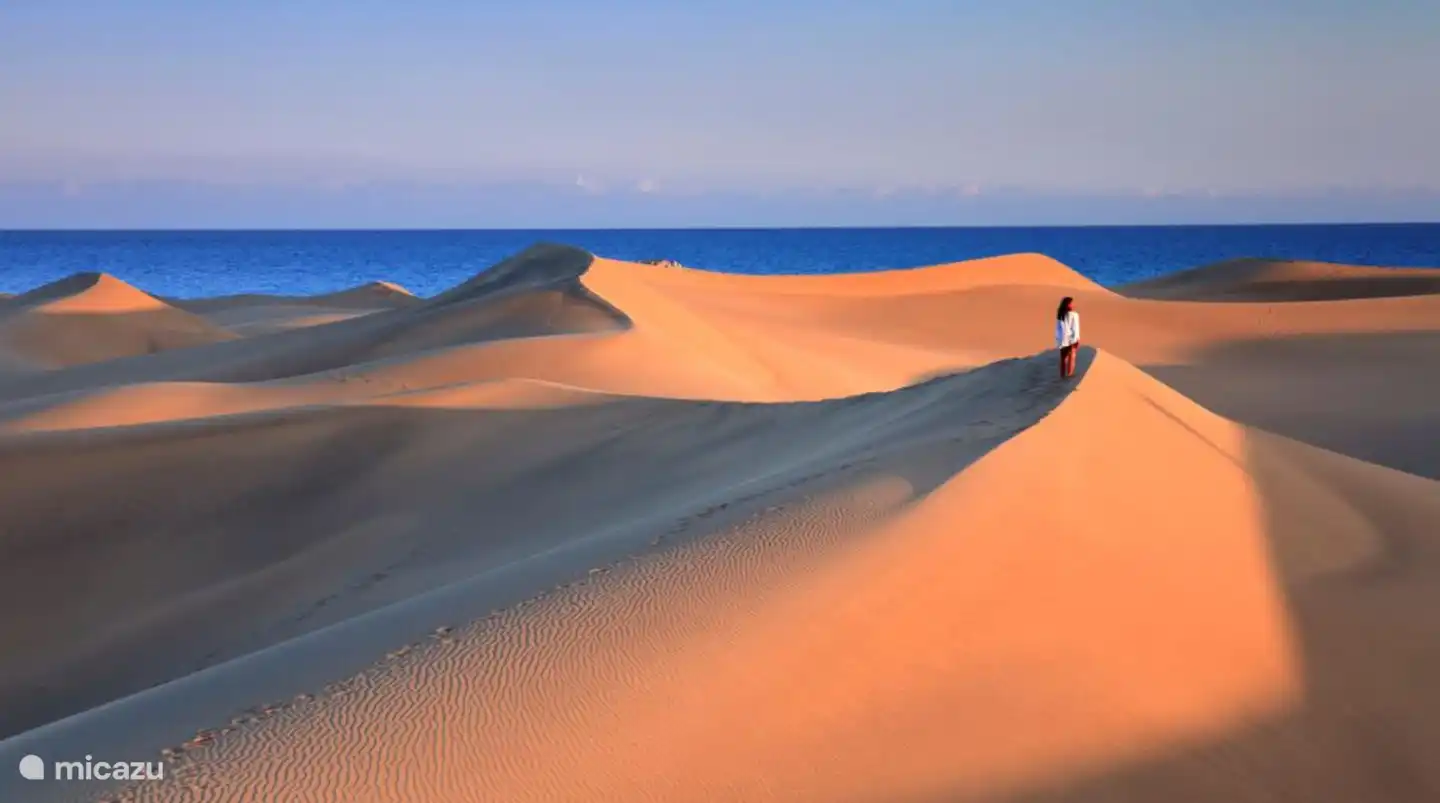 Wunderschöne Licht- und Farbeffekte der Sanddünen und des azurblauen Meeres
