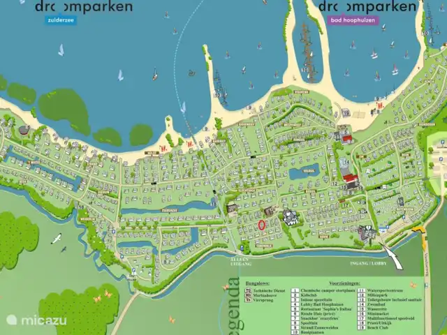 Chalet sur le Veluwemeer | Pays-Bas, Gueldre, Hulshorst (lac Veluwe) - chalet Plan du parc. Le chalet entouré en rouge est notre chalet.