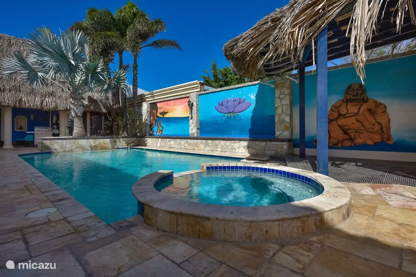 en la piscina privada con jacuzzi