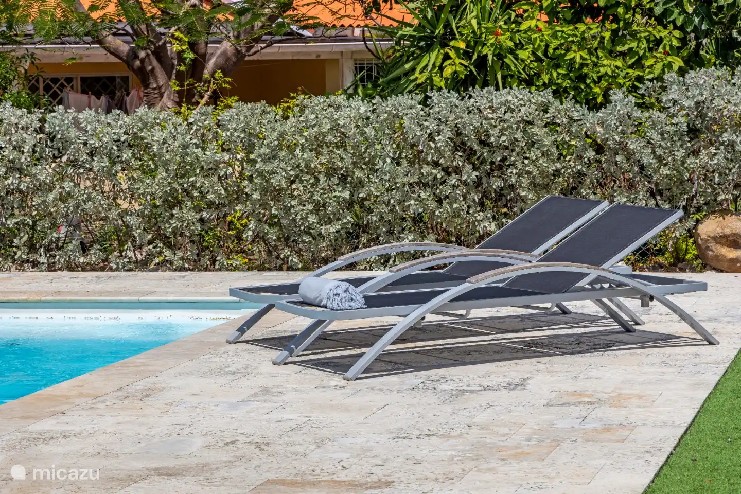 8 tumbonas, así que hay espacio para todos