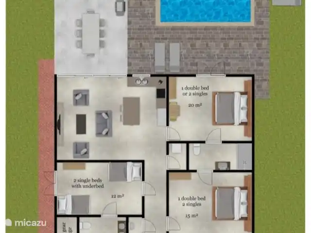 Villa Masha Danki huren in Curaçao, Curacao-Midden, Sint Michiel - villa Plattegrond van de villa