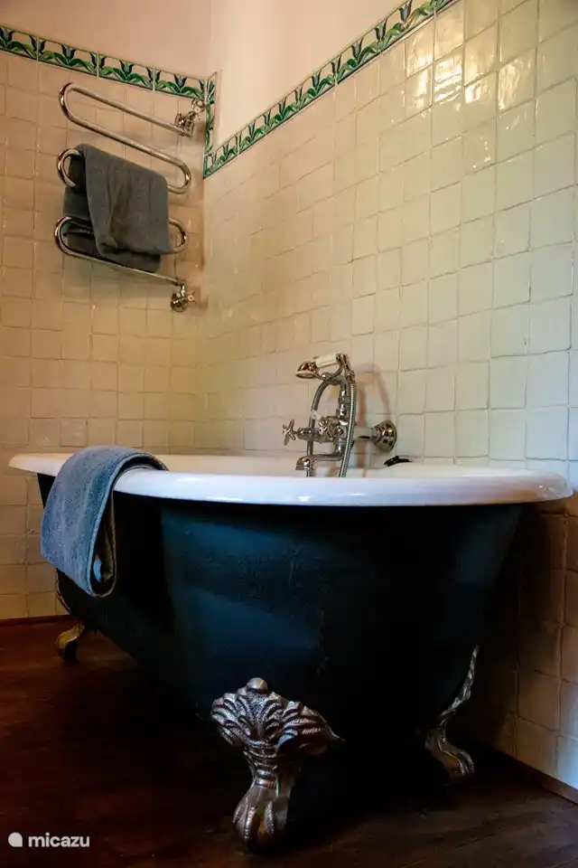 Entspannen Sie sich in diesem schönen Bad mit Duschmöglichkeit.