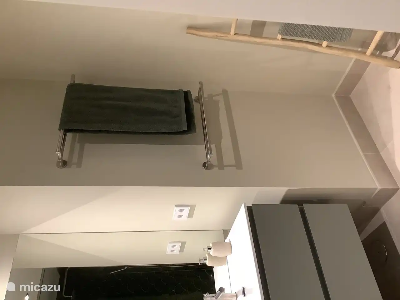 Salle de bain avec double vasque et spacieuse douche à l'italienne.