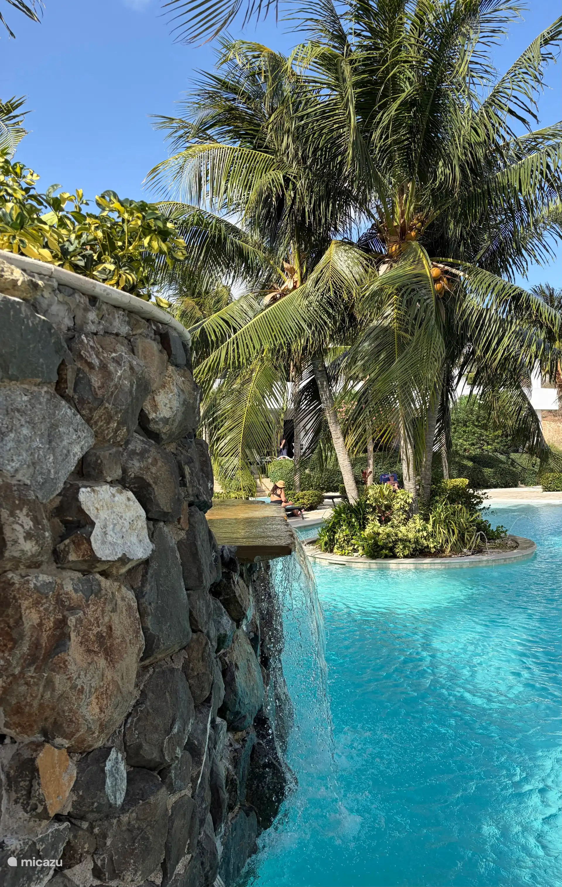 Encantadora Piscina Tropical de Agua Salada y Piscina de Burbujas Infinita