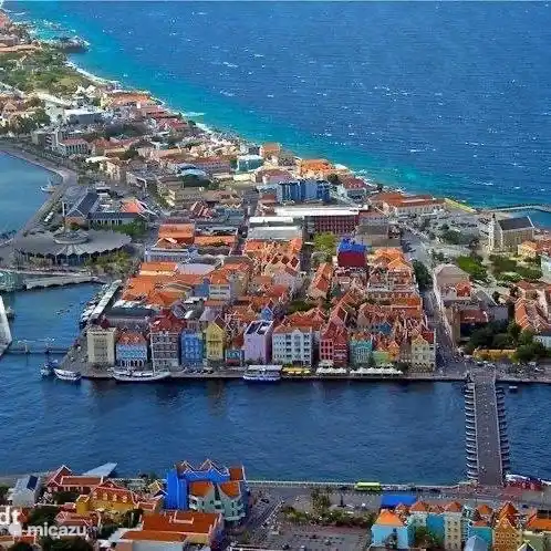 Überblick über Willemstad, Punda mit den bekannten schönen Farben und Pondjesbrug