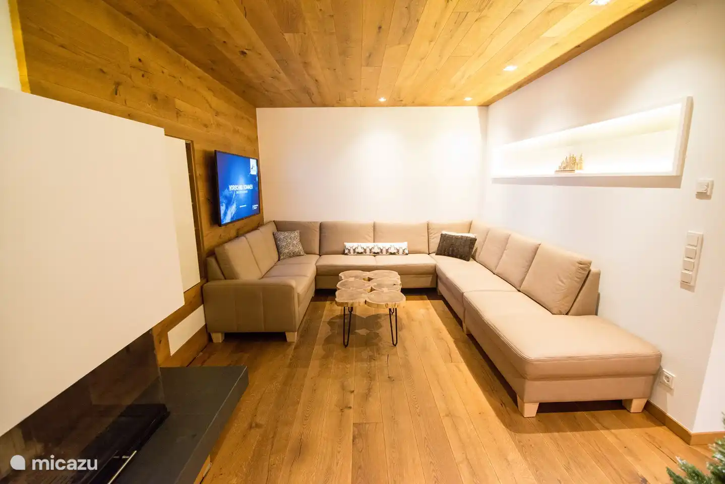 Sitting area, with TV, fireplace, spacious sofa