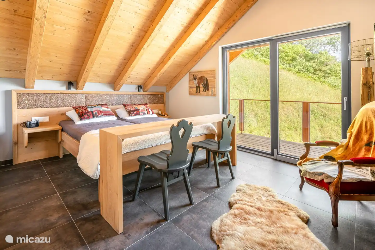 Chambre double à l'étage.