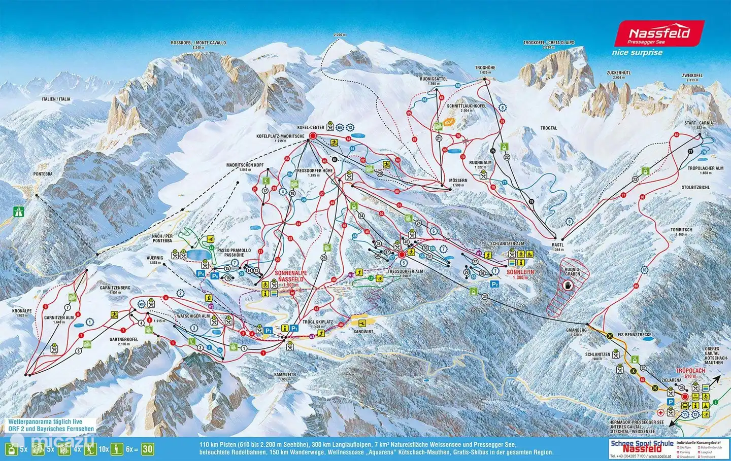 Domaine skiable Nassfeld, 110 km de pistes.