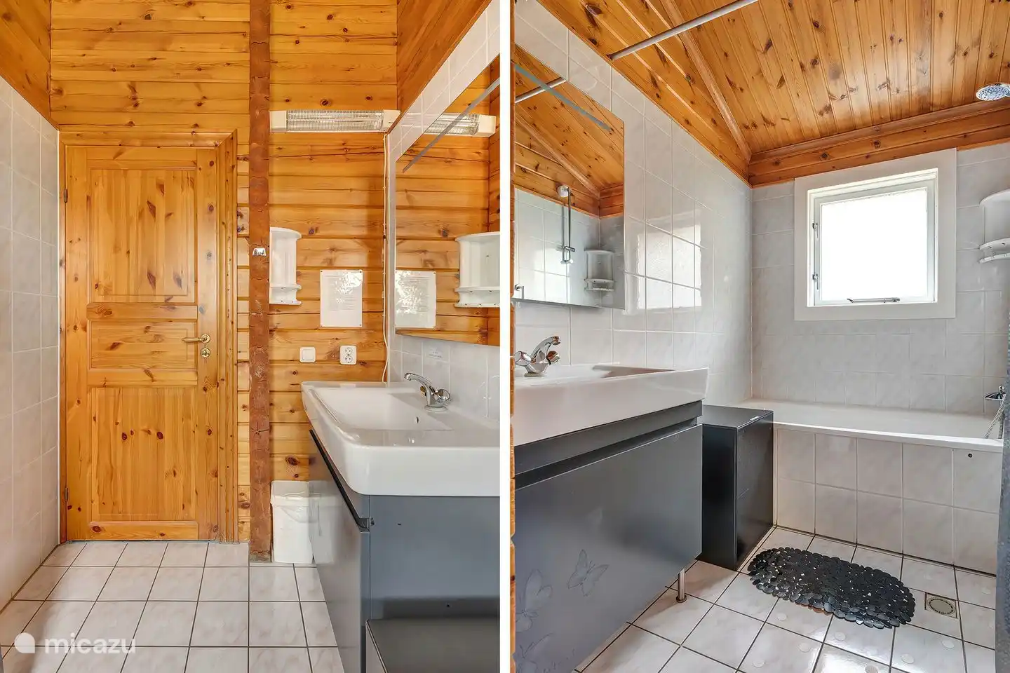 Salle de bain avec baignoire, douche, lavabo de luxe et mini-lavage