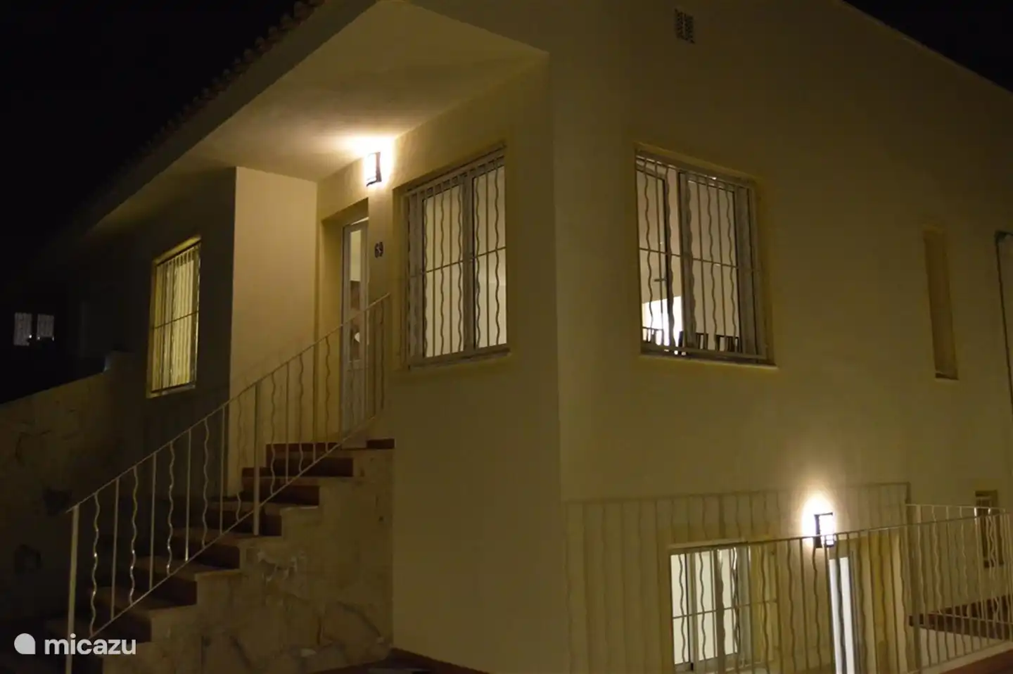 front facade of house in the evening