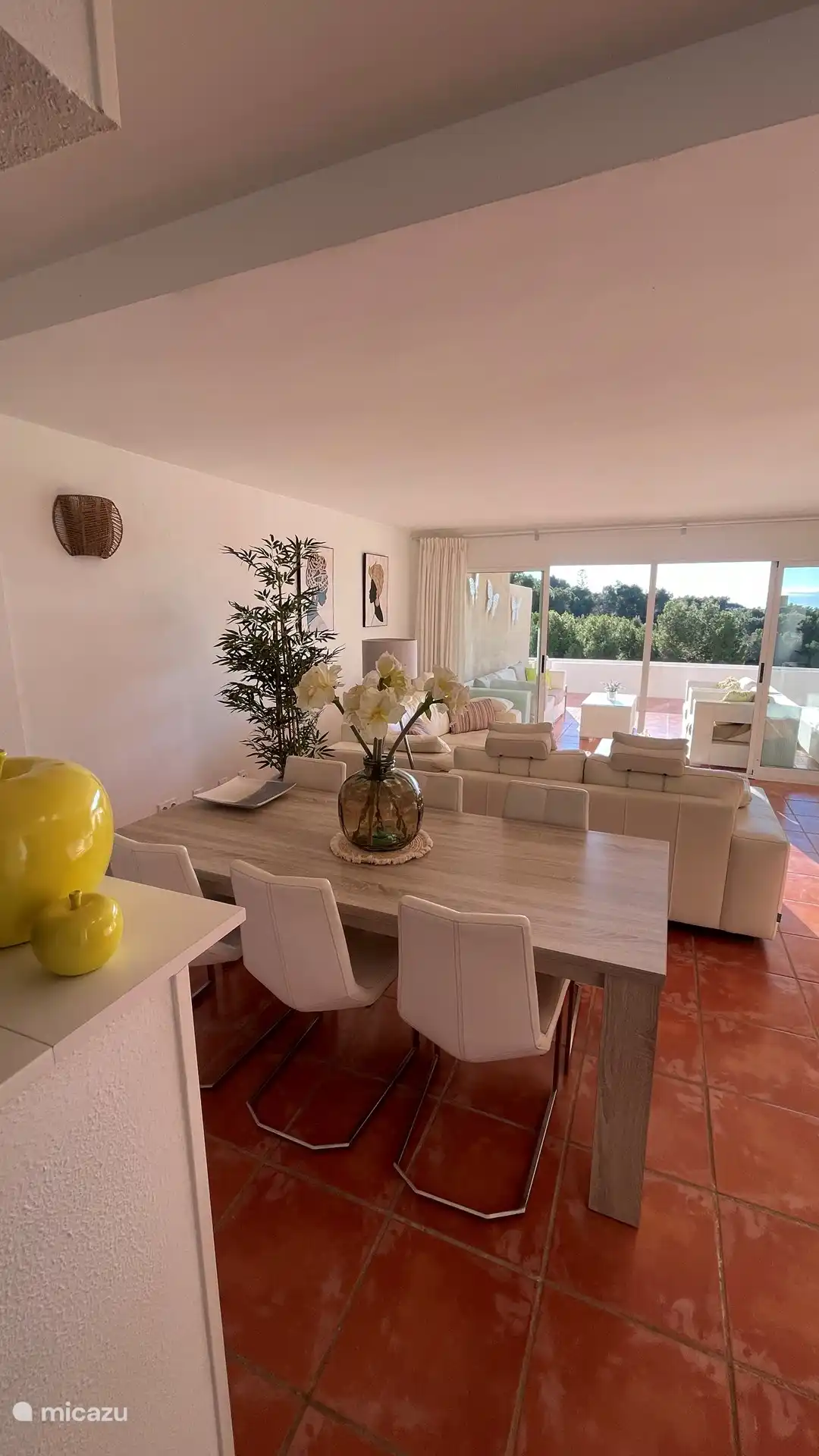 Vue d’ensemble du salon et de la terrasse