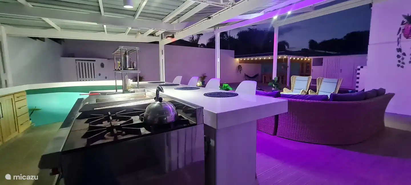 Cozy Backyard with a large pool, bar, grill and patio.