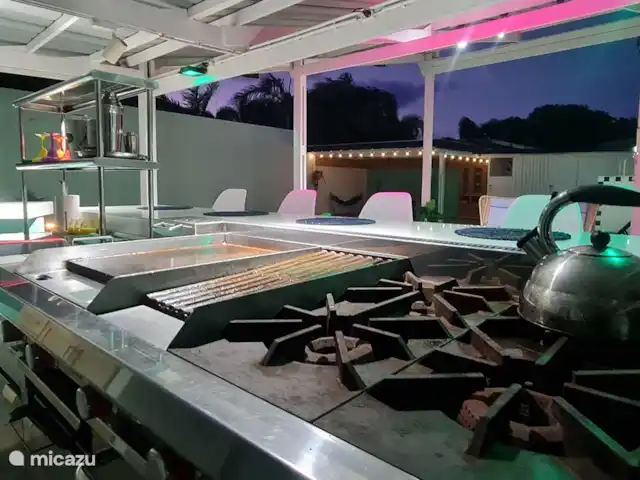 Villa de vacances confortable avec piscine privée | Curaçao, Curaçao-Centre, Abrahamsz - villa Cour arrière confortable avec une grande piscine, un bar, un grill et une terrasse.