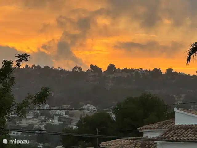 CasaSolymar en España, Costa Blanca, Moraira - villa Vista desde la terraza al atardecer