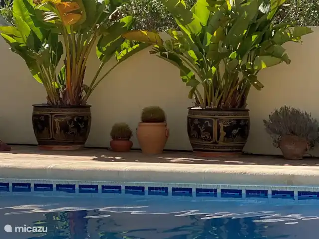 CasaSolymar en España, Costa Blanca, Moraira - villa Terraza alrededor de la piscina. Tumbonas, sombrillas y toallas están listas para ti.