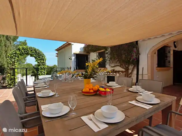 Luxe 12-Persoons Villa in Javea! huren in Spanje, Costa Blanca, Jávea - villa eettafel buiten