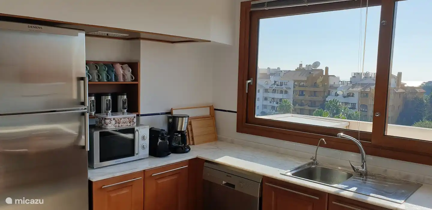 Cuisine avec vue sur le parc.