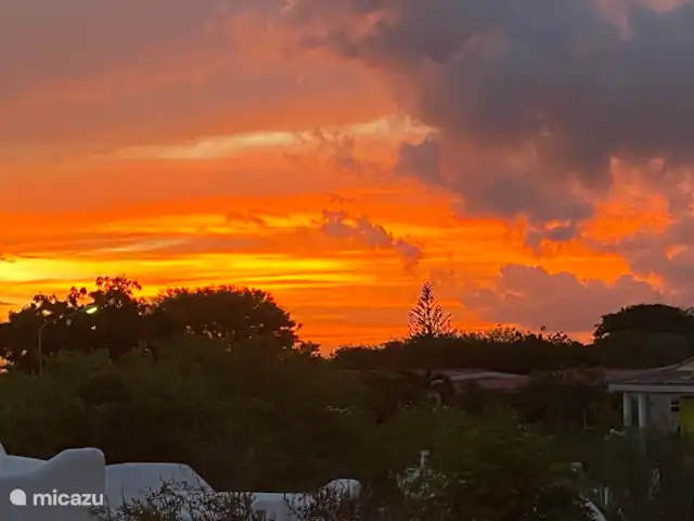 Domaine du Mile Bleu | Bonaire, Bonaire, Santa Barbara - maison de vacances Coucher de soleil depuis le toit-terrasse