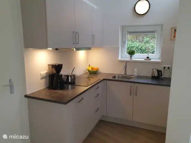 Frederiksoord 8 | Pays-Bas, Gueldre, Wells - bungalow La cuisine dispose d’un micro-ondes, d’un lave-vaisselle, d’un réfrigérateur-congélateur, d’une machine Senseo, d’une cafetière filtre et d’une bouilloire.