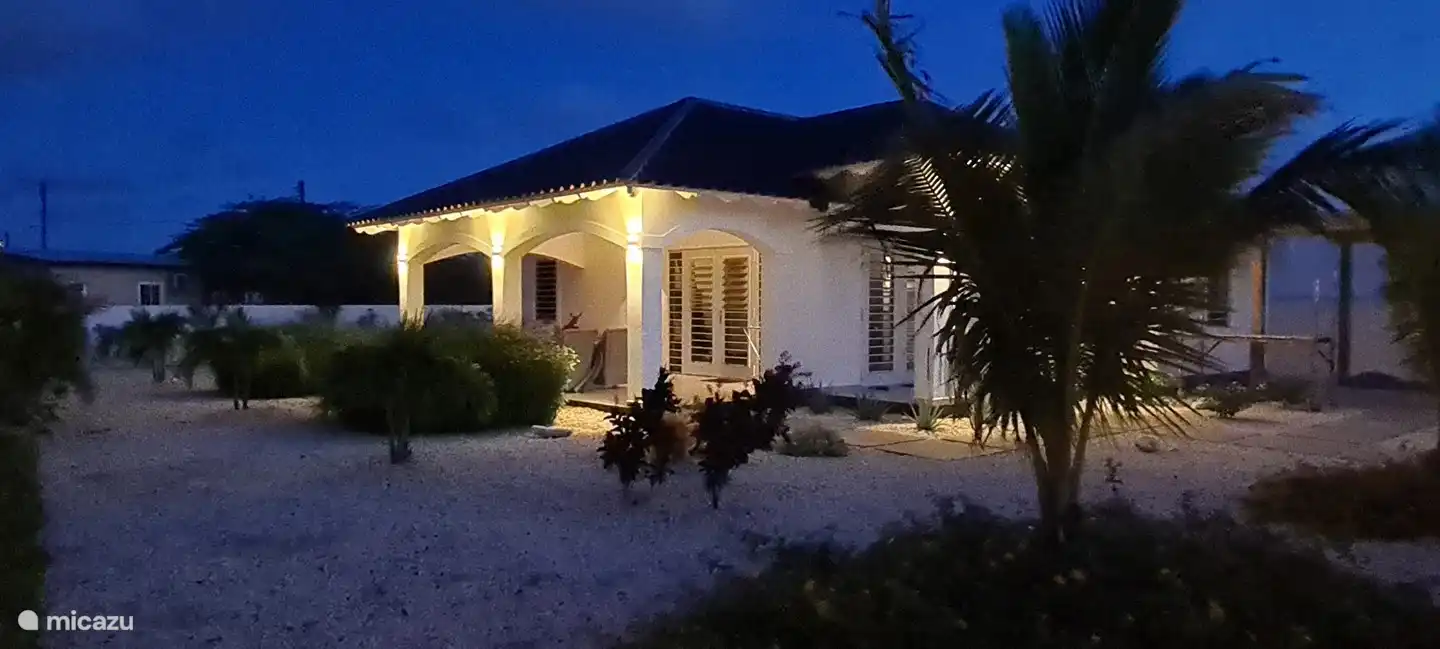 Side view villa in the evening.