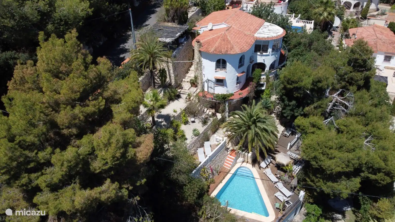 Aerial view with swimming pool