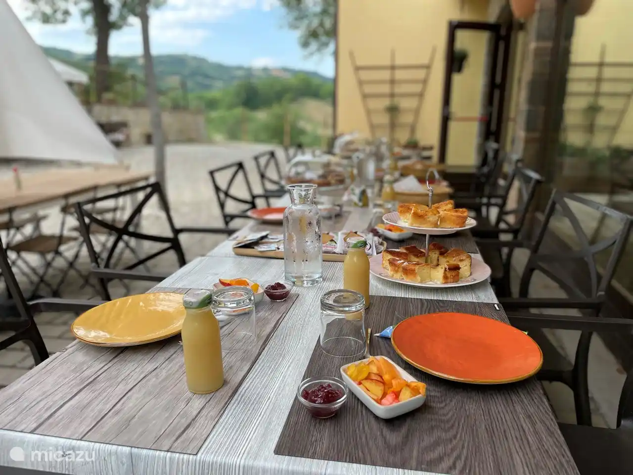 Table under the canopy