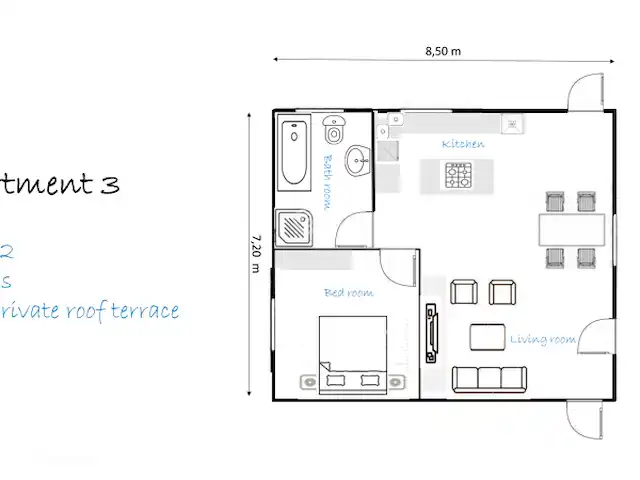 Villa Familia - Près de la mer ! | Espagne, Costa Dorada, L'Ametlla de Mar - villa Plan d'étage appartement 3
Cet appartement dispose de 6 couchages ; 1 lit double, un lit superposé et un canapé-lit double