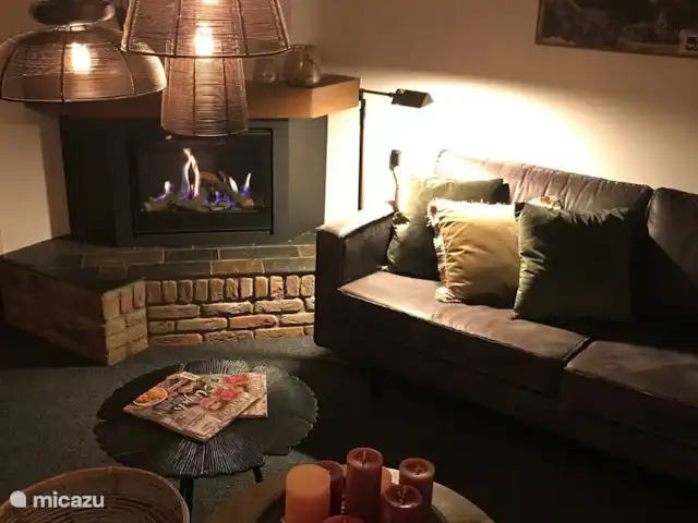 Au Boswal Holiday home Weerelo | Pays-Bas, Overijssel, Weerselo - ferme Charmant dans le salon près du foyer au gaz. Agréable et confortable pour les jours sombres et chaud pour les soirées fraîches de l'été.