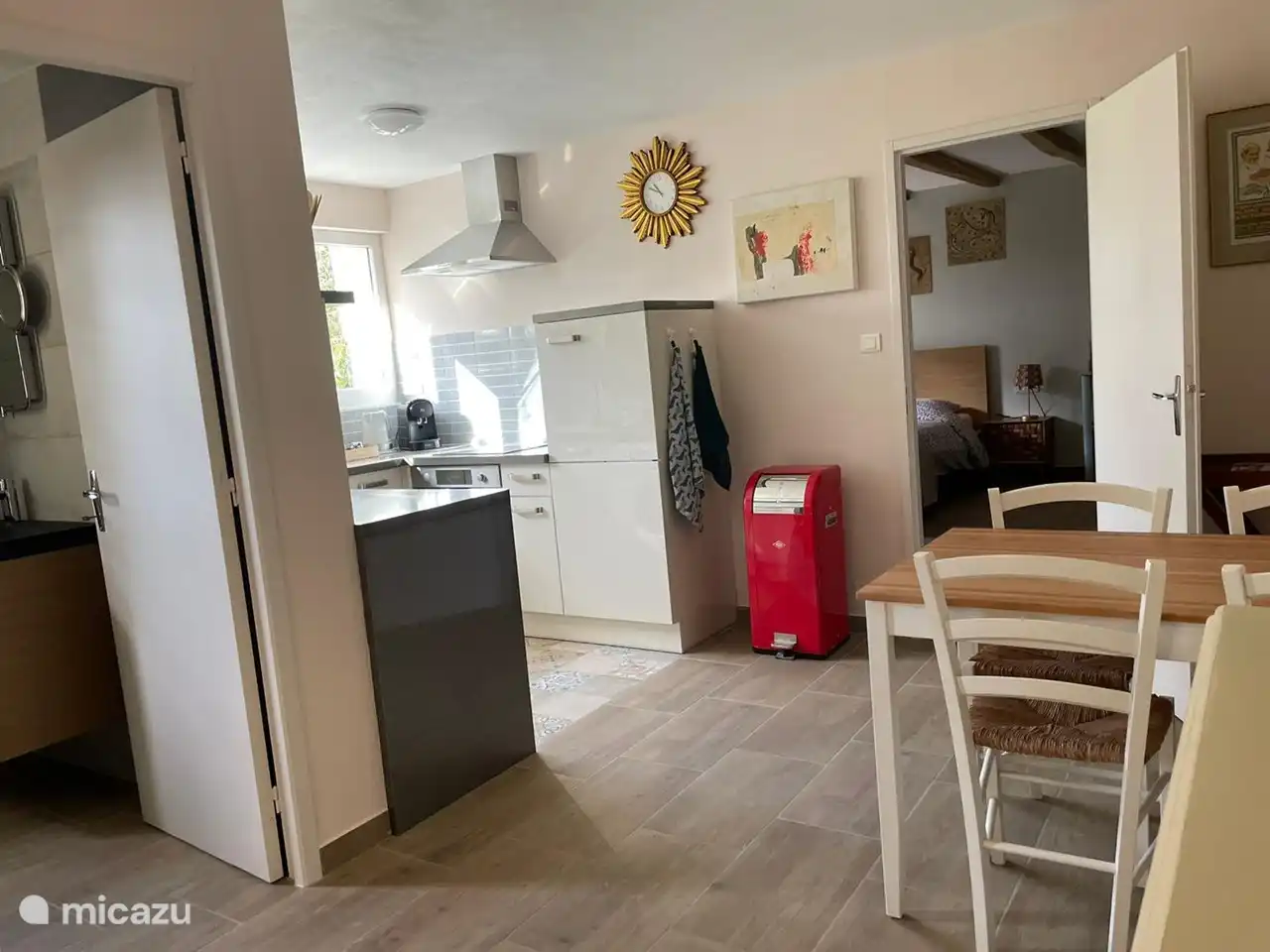 Dining room with open kitchen