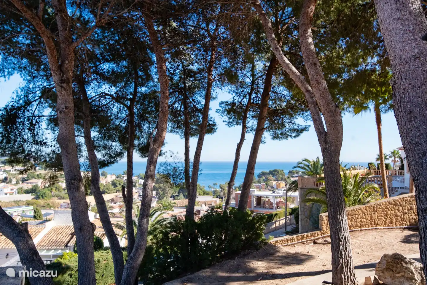 Schattige Stellplätze mit Meerblick auf dem Anwesen