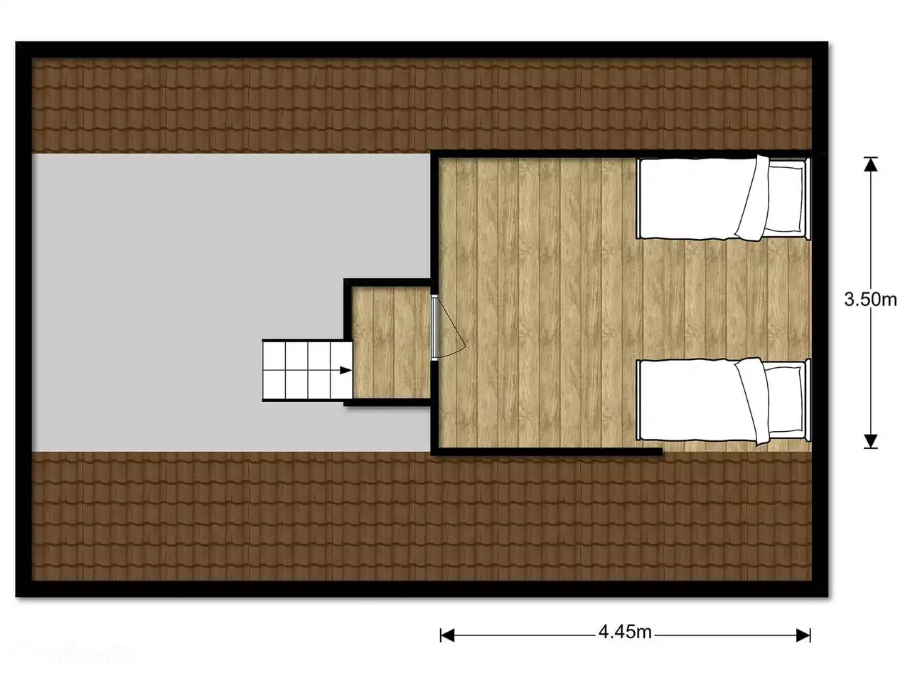 Zolder is laag, maar wel ruim.