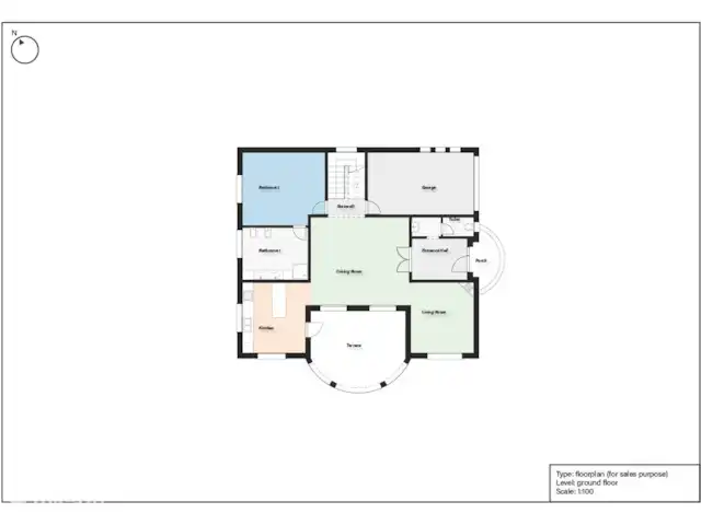 Villa Eole y Mar, à 100m de la mer | Espagne, Costa Dorada, L'Ampolla - villa Plan du rez-de-chaussée, avec salon, salle de télévision, cuisine, chambre principale avec salle de bain et terrasse
